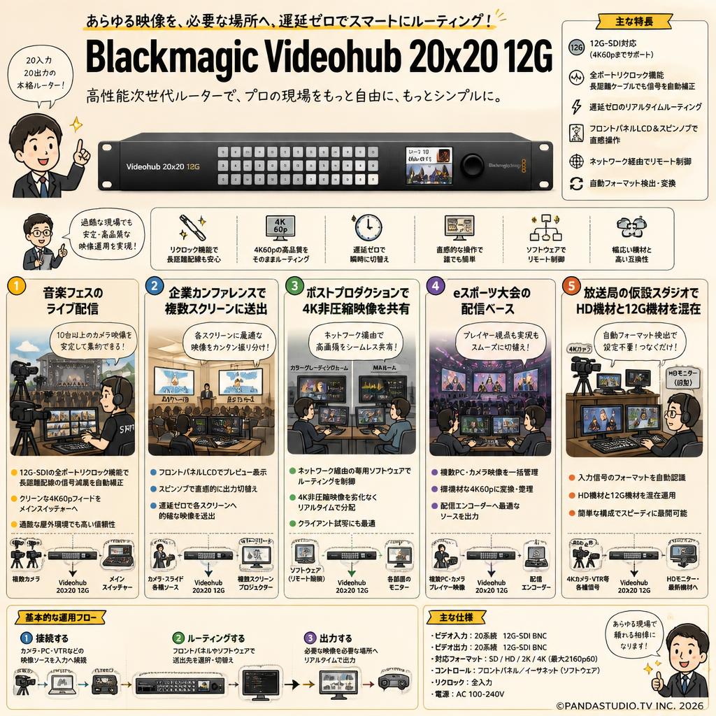 Blackmagic Videohub 20x20 12G 用途