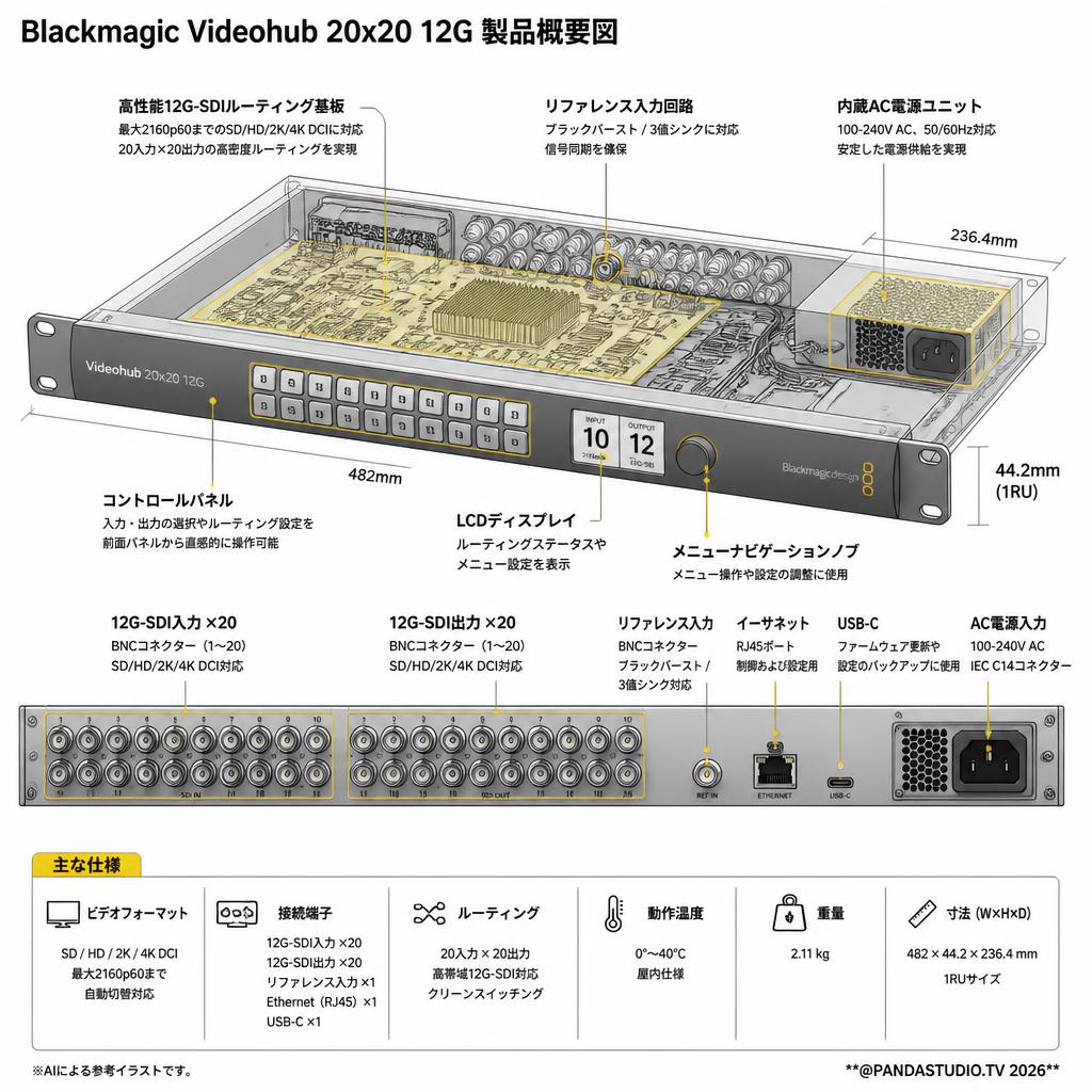 Blackmagic Videohub 20x20 12G スペック