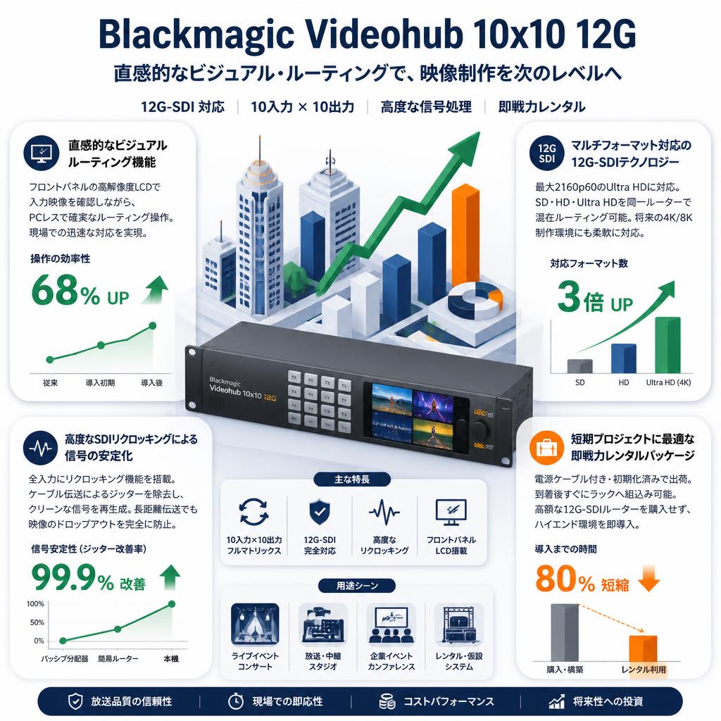 Blackmagic Videohub 10x10 12G セールスポイント