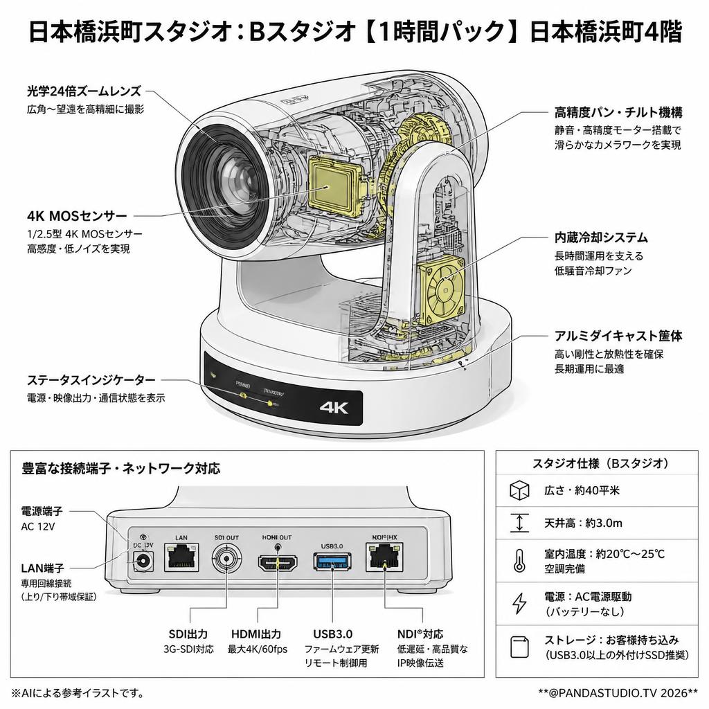 日本橋浜町スタジオ：Bスタジオ【1時間パック】日本橋浜町4階 スペック
