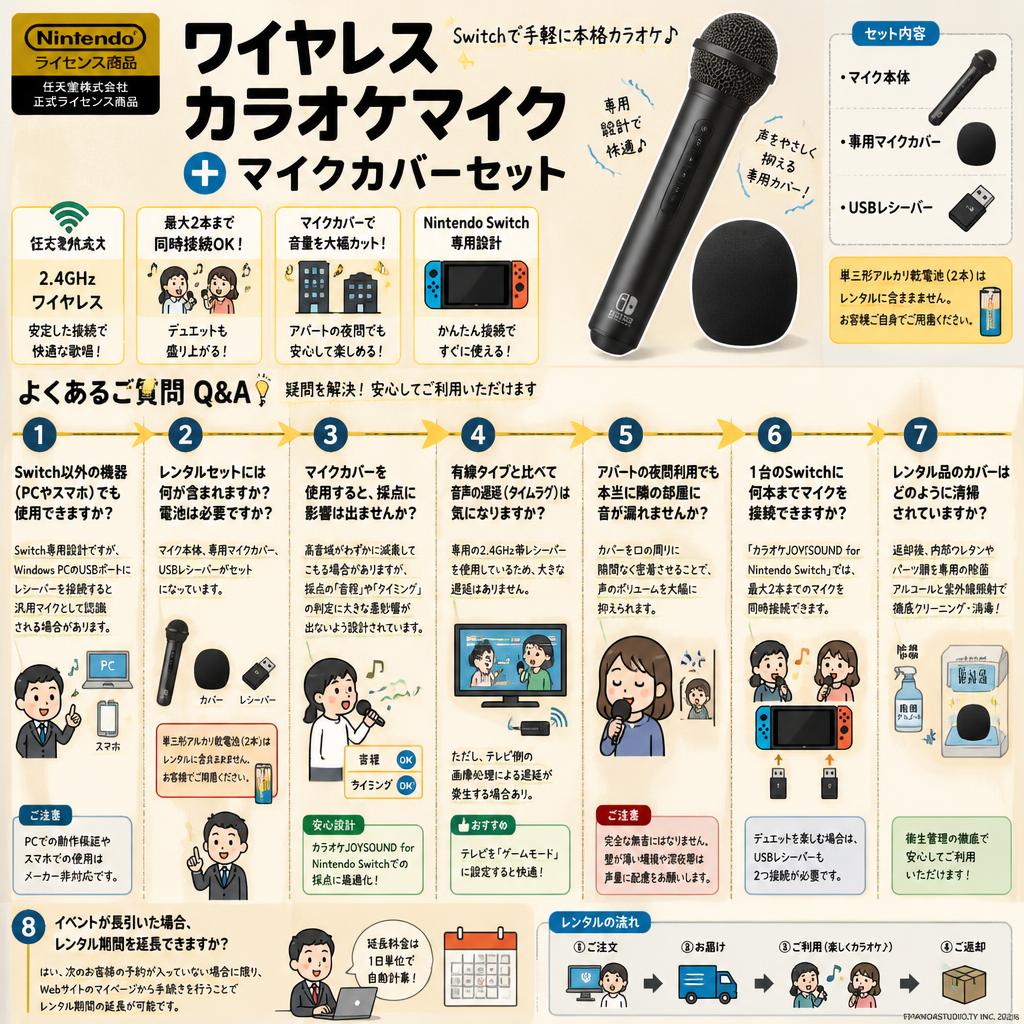 【任天堂ライセンス商品】ワイヤレスカラオケマイク ＋マイクカバーセット FAQ（よくある質問と答え）