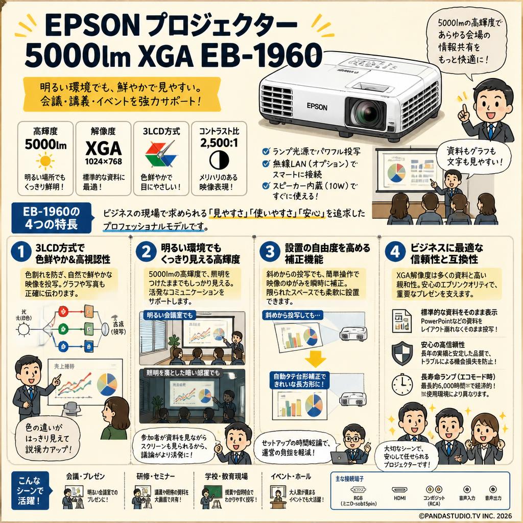 EPSON プロジェクター5000lm XGA EB-1960 概要