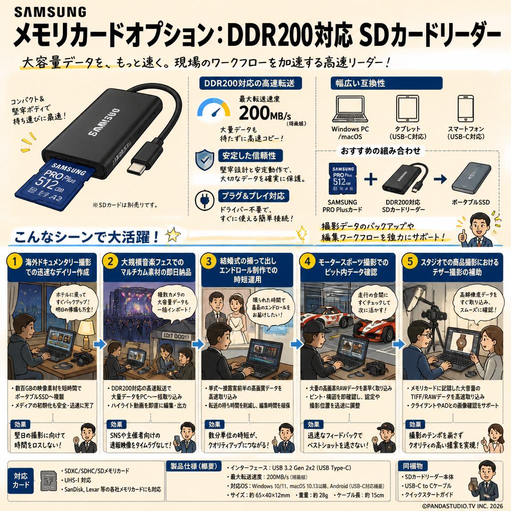 Samsungメモリカードオプション：DDR200対応 SDカードリーダー 用途