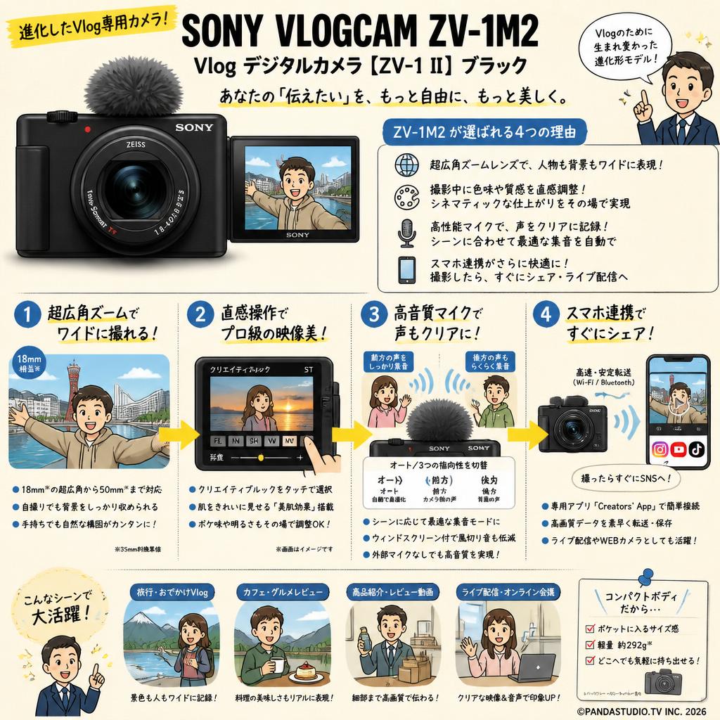 SONY VLOGCAM ZV-1M2 Vlog デジタルカメラ【ZV-1 II】ブラック 概要