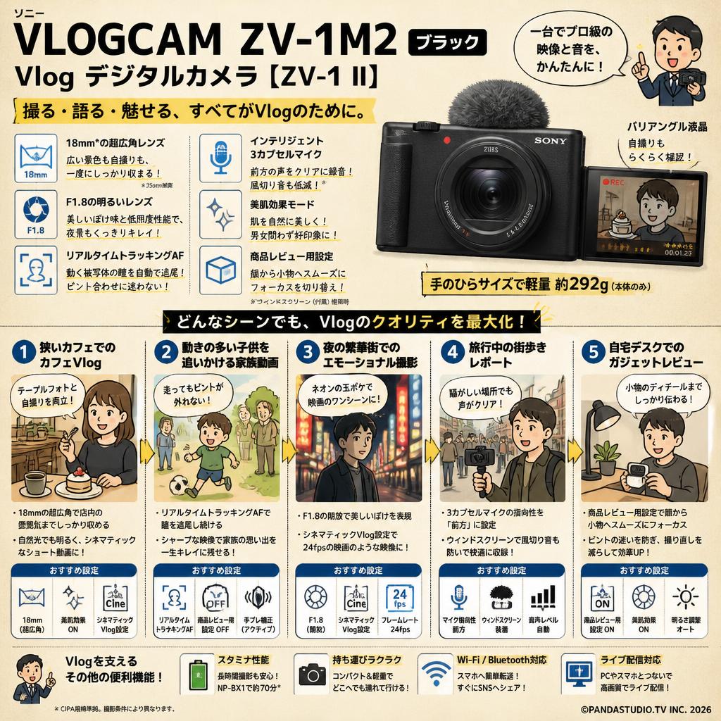 SONY VLOGCAM ZV-1M2 Vlog デジタルカメラ【ZV-1 II】ブラック 用途