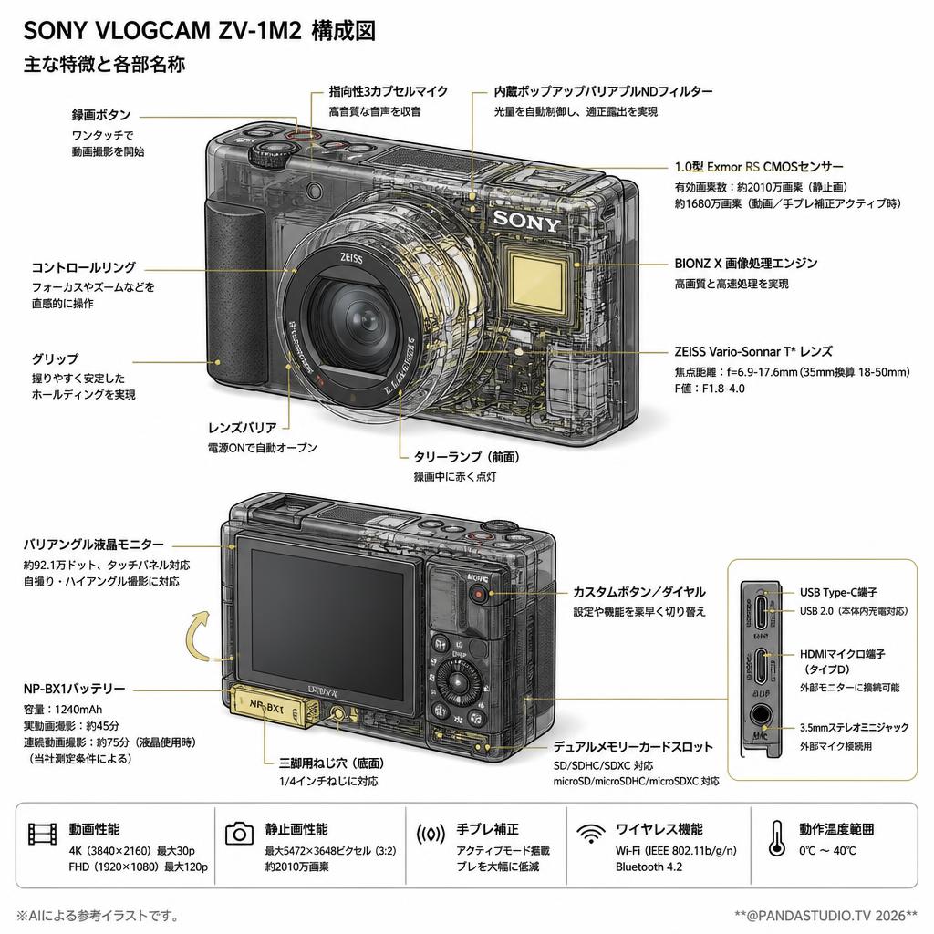 SONY VLOGCAM ZV-1M2 Vlog デジタルカメラ【ZV-1 II】ブラック スペック