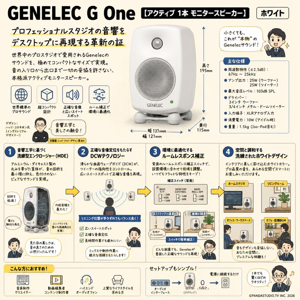 GENELEC G One 【アクティブ 1本 モニタースピーカー】ホワイト 概要