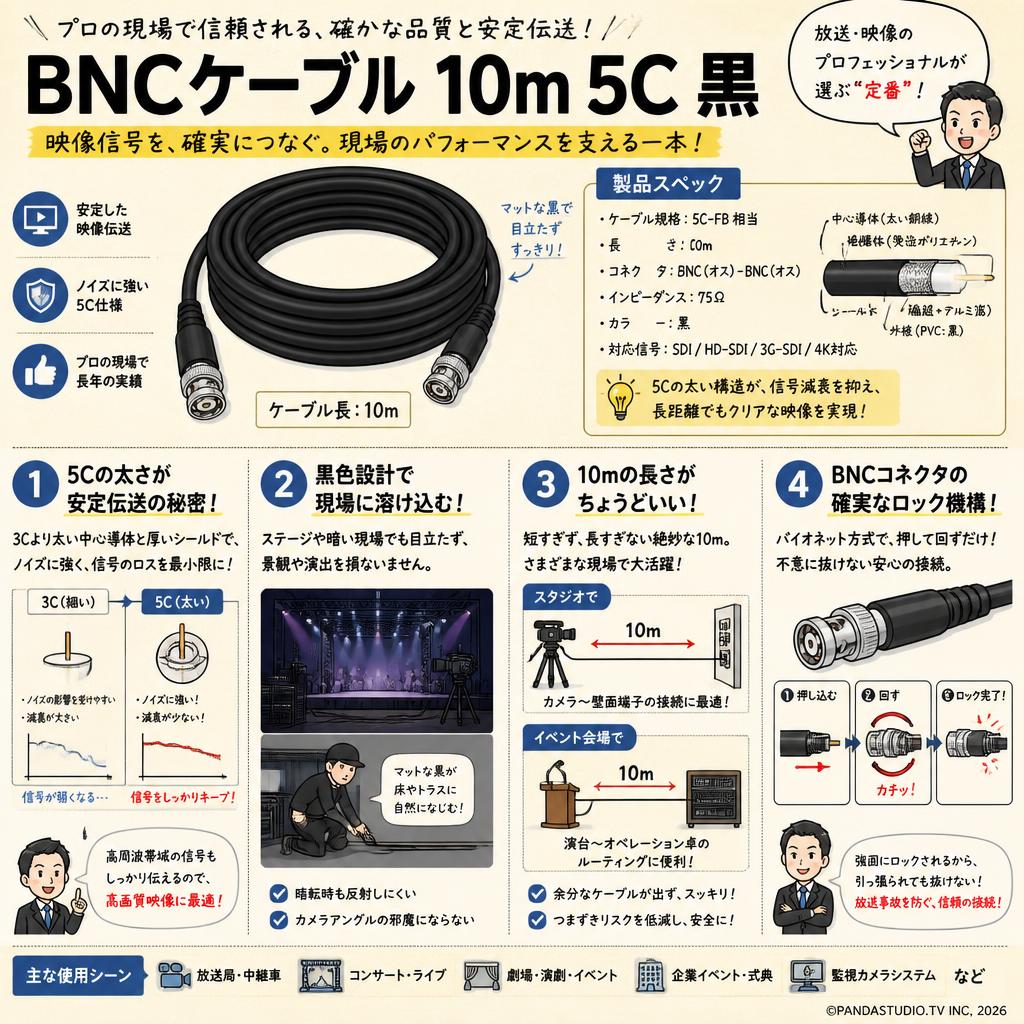 BNCケーブル 10m 5C 黒 概要