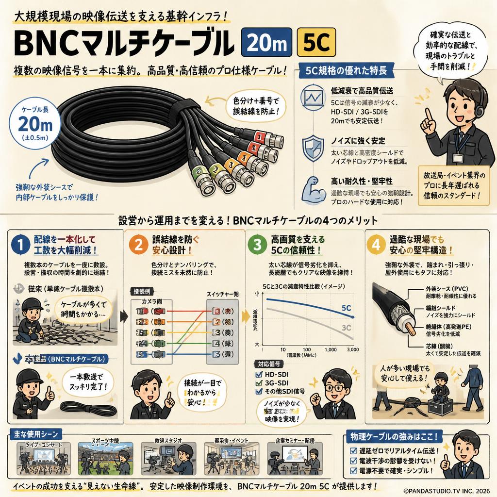 BNCマルチケーブル 20m 5C 概要