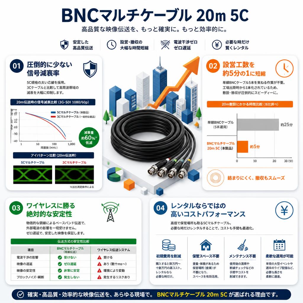 BNCマルチケーブル 20m 5C セールスポイント