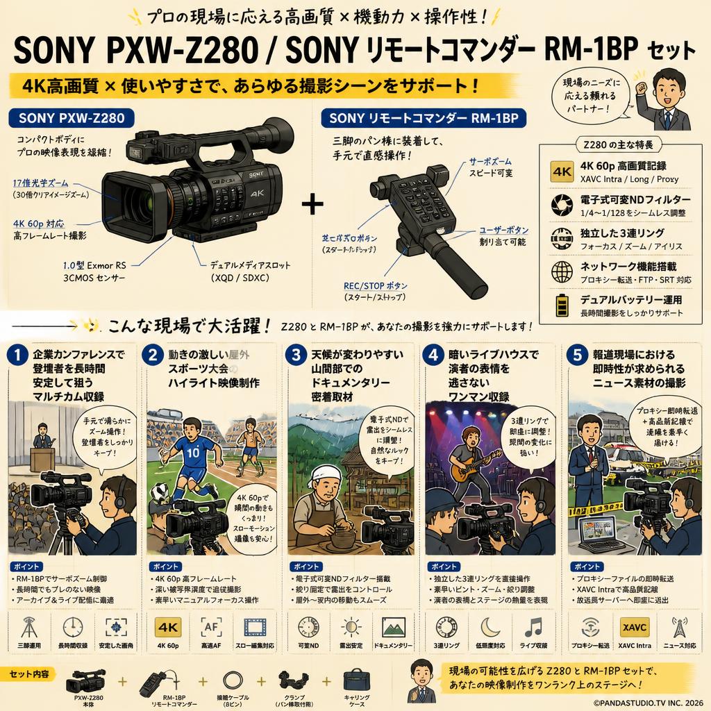 SONY PXW-Z280 / SONY リモートコマンダー RM-1BP セット 用途
