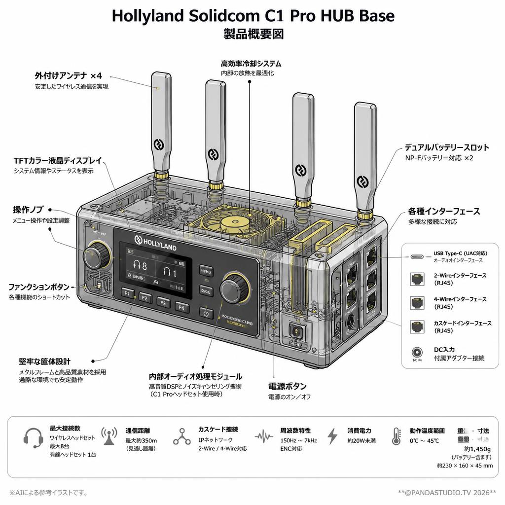 Hollyland Solidcom C1 Pro HUB Base スペック