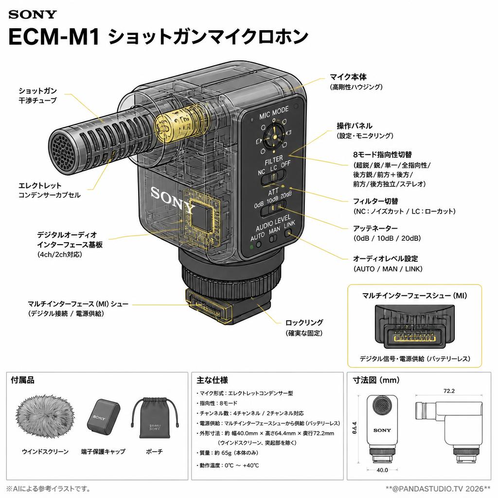 SONY  ECM-M1 ショットガンマイクロホン スペック