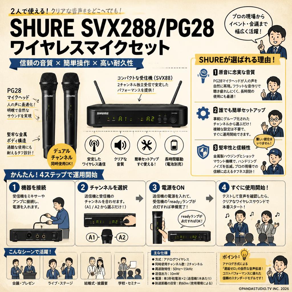 SHURE SVX288/PG28 ワイヤレスマイクセット 概要