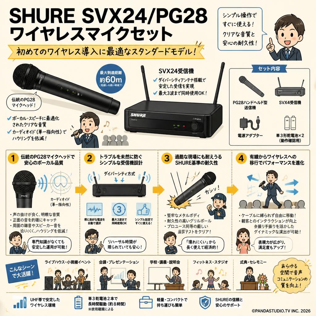 SHURE SVX24/PG28 ワイヤレスマイクセット 概要