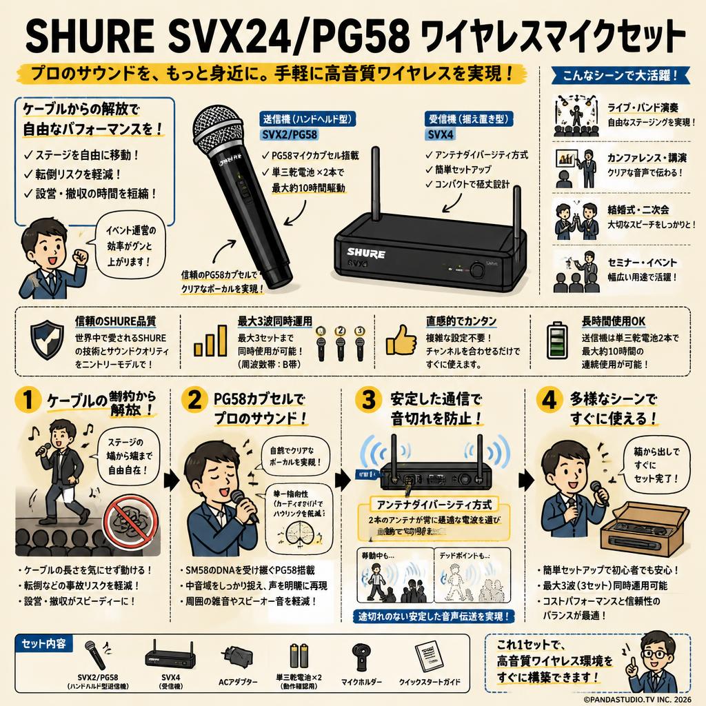 SHURE SVX24/PG58 ワイヤレスマイクセット 概要