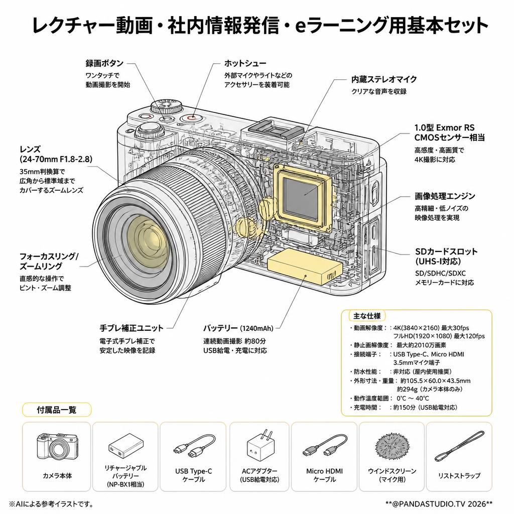 レクチャー動画・社内情報発信・eラーニング用基本セット スペック