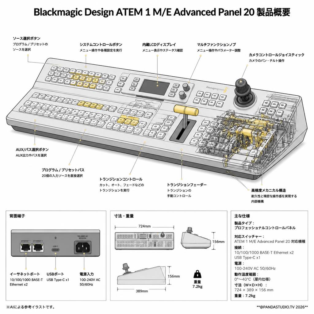 Blackmagic Design ATEM 1 M/E Advanced Panel 20 スペック