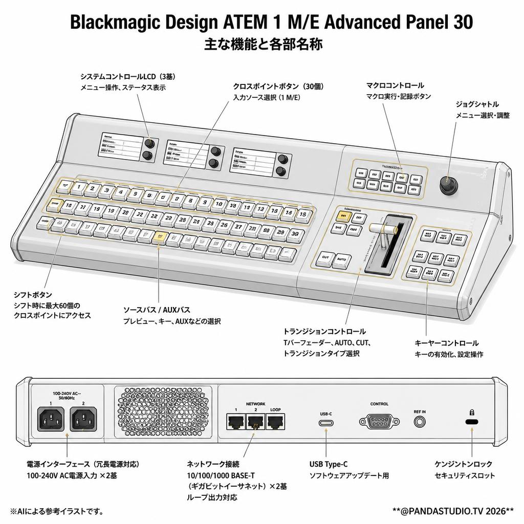 Blackmagic Design ATEM 1 M/E Advanced Panel 30 スペック