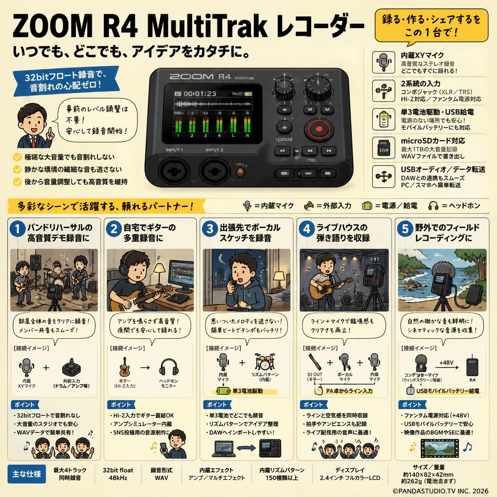 ZOOM R4 MultiTrak レコーダー 用途