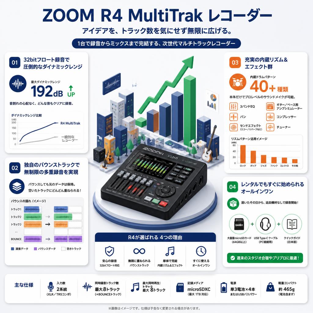 ZOOM R4 MultiTrak レコーダー セールスポイント