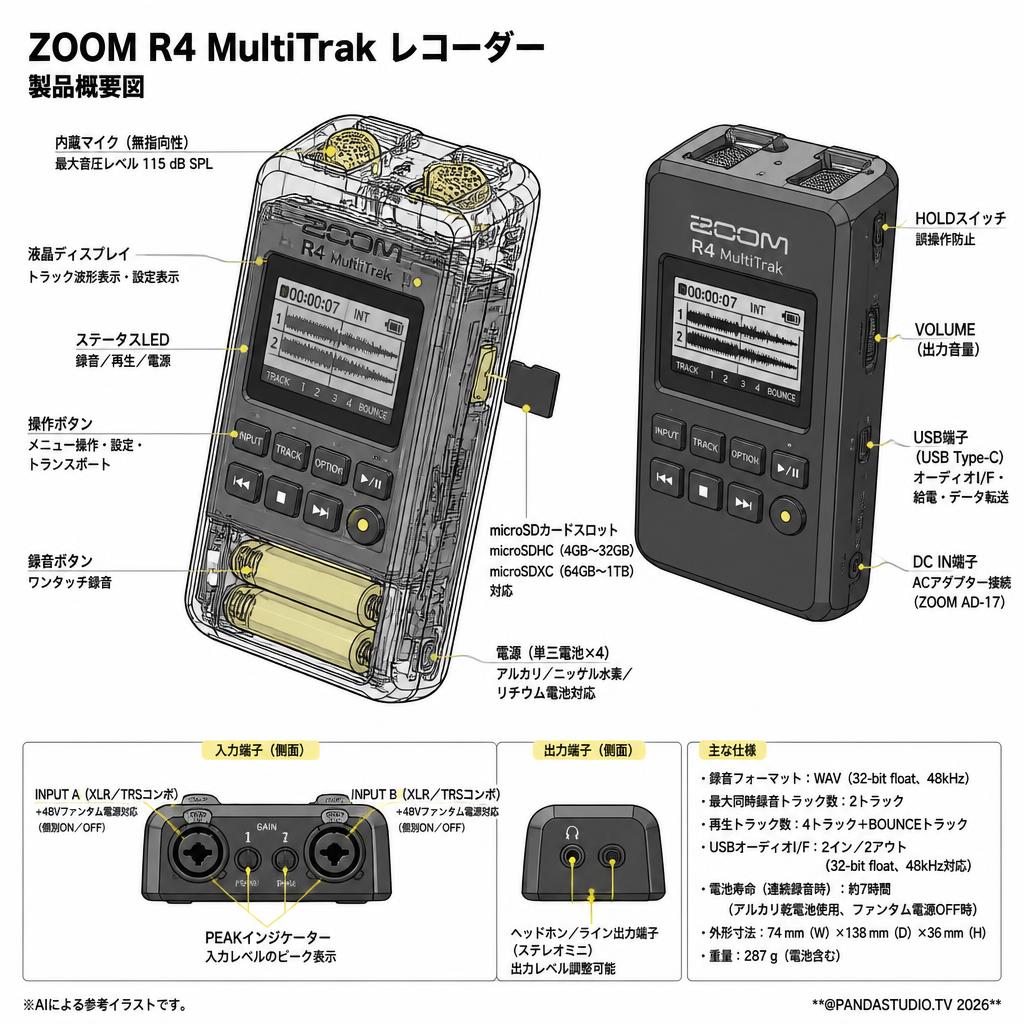ZOOM R4 MultiTrak レコーダー スペック