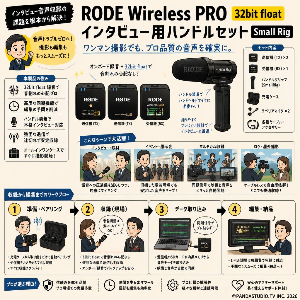 RODE Wireless PRO  32bit float　インタビュー用ハンドルセット Small Rig 概要