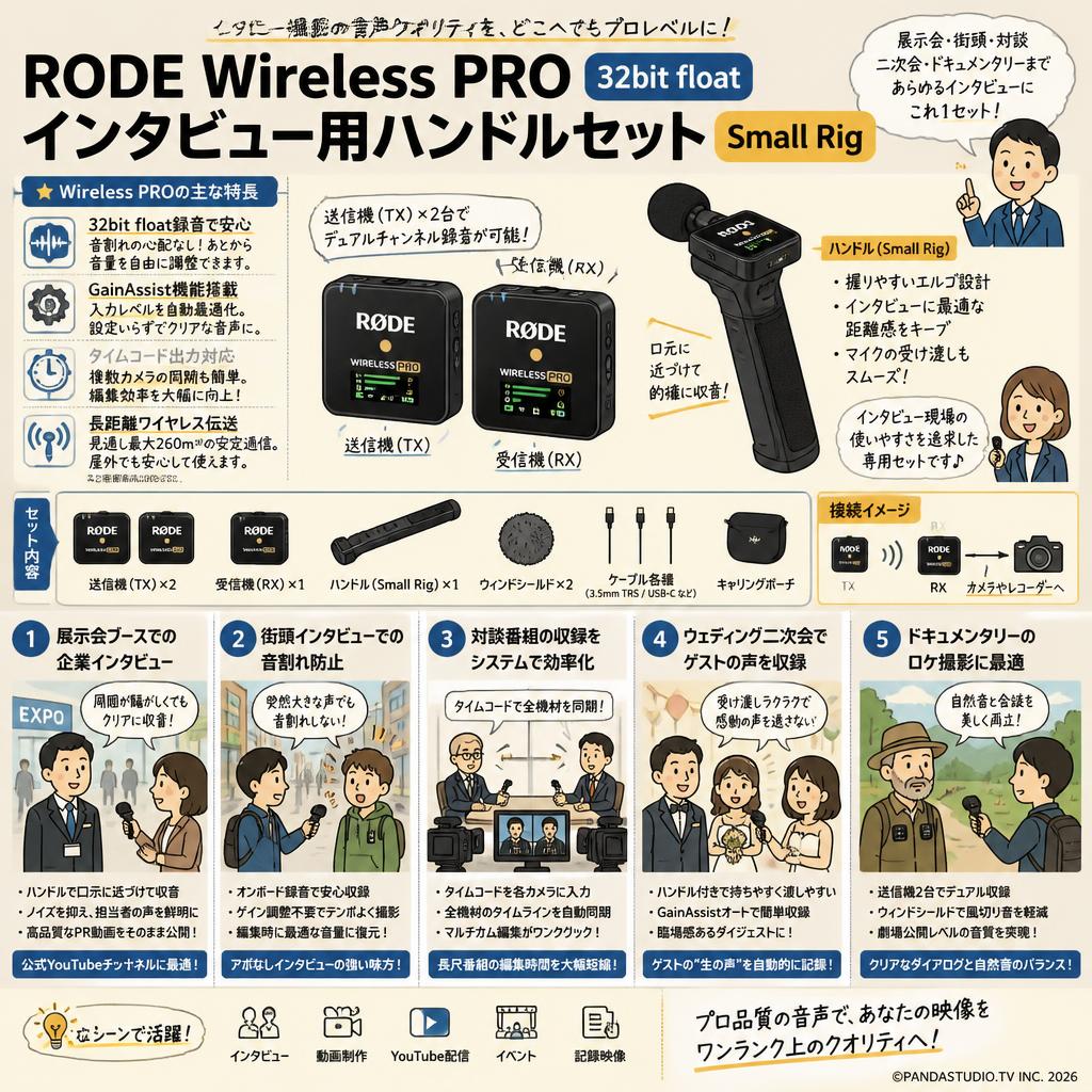 RODE Wireless PRO  32bit float　インタビュー用ハンドルセット Small Rig 用途