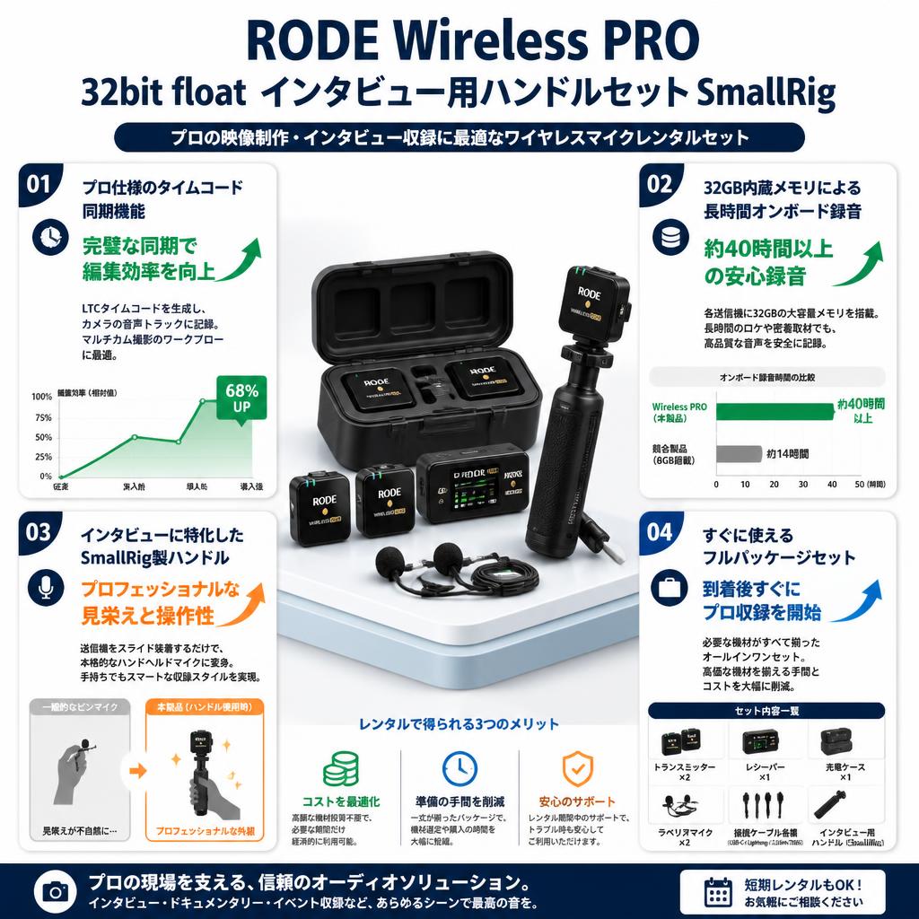 RODE Wireless PRO  32bit float　インタビュー用ハンドルセット Small Rig セールスポイント
