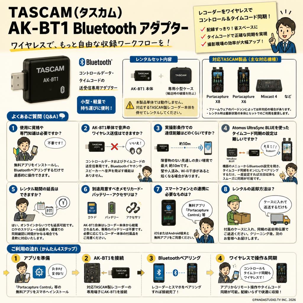 TASCAM(タスカム) AK-BT1 Bluetooth アダプター FAQ（よくある質問と答え）
