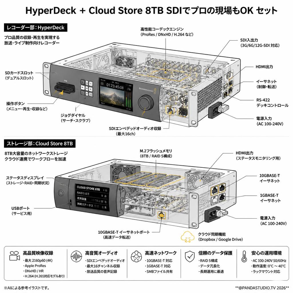 HyperDeck + Cloud Store 8TB SDIでプロの現場もOK セット スペック