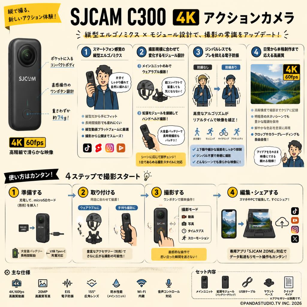 SJCAM C300 4K アクションカメラ 概要