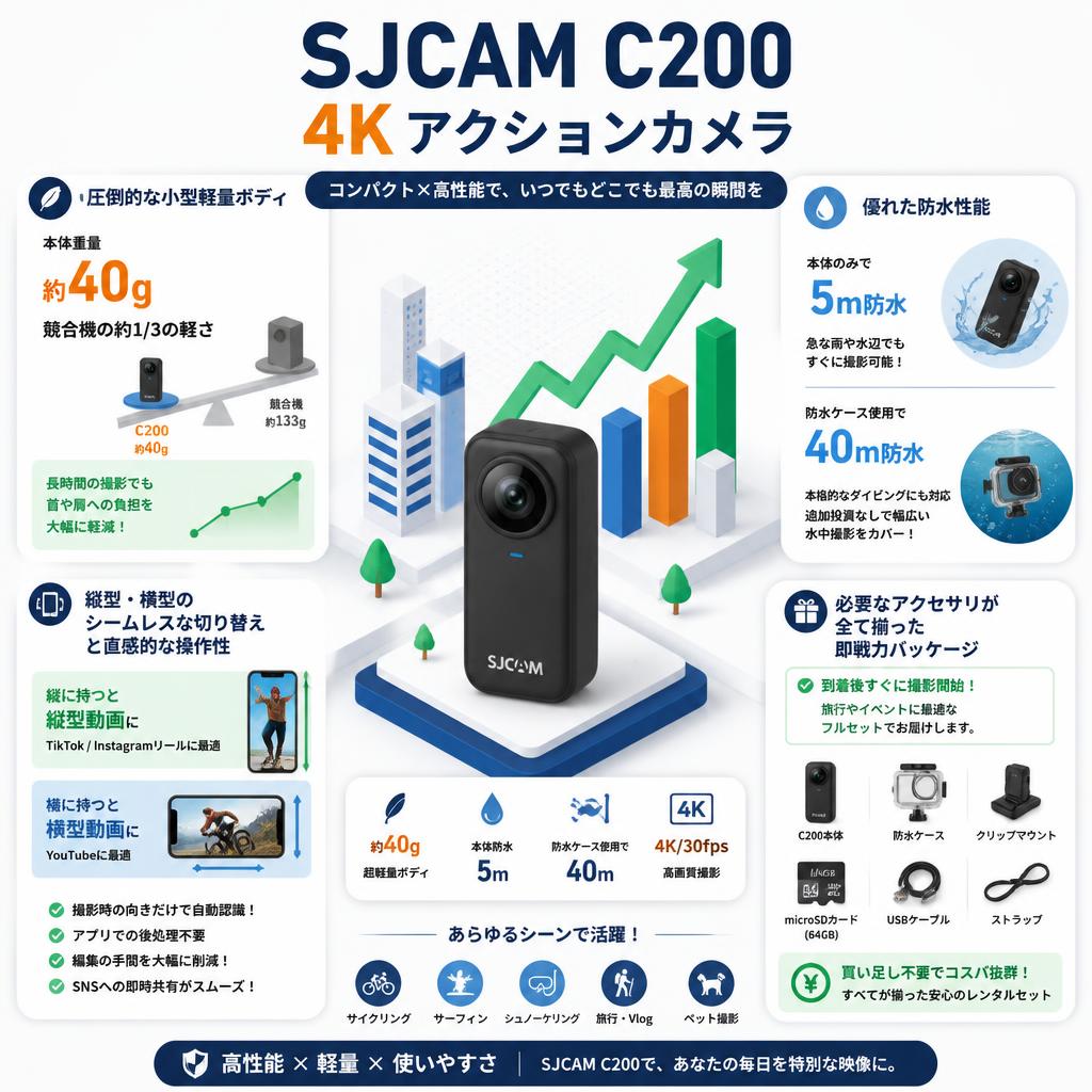 SJCAM C200 4K アクションカメラ セールスポイント