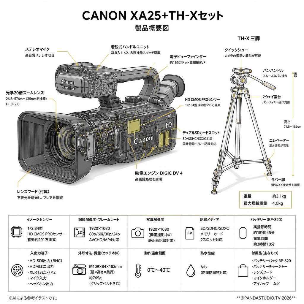 CANON XA25+TH-Xセット スペック