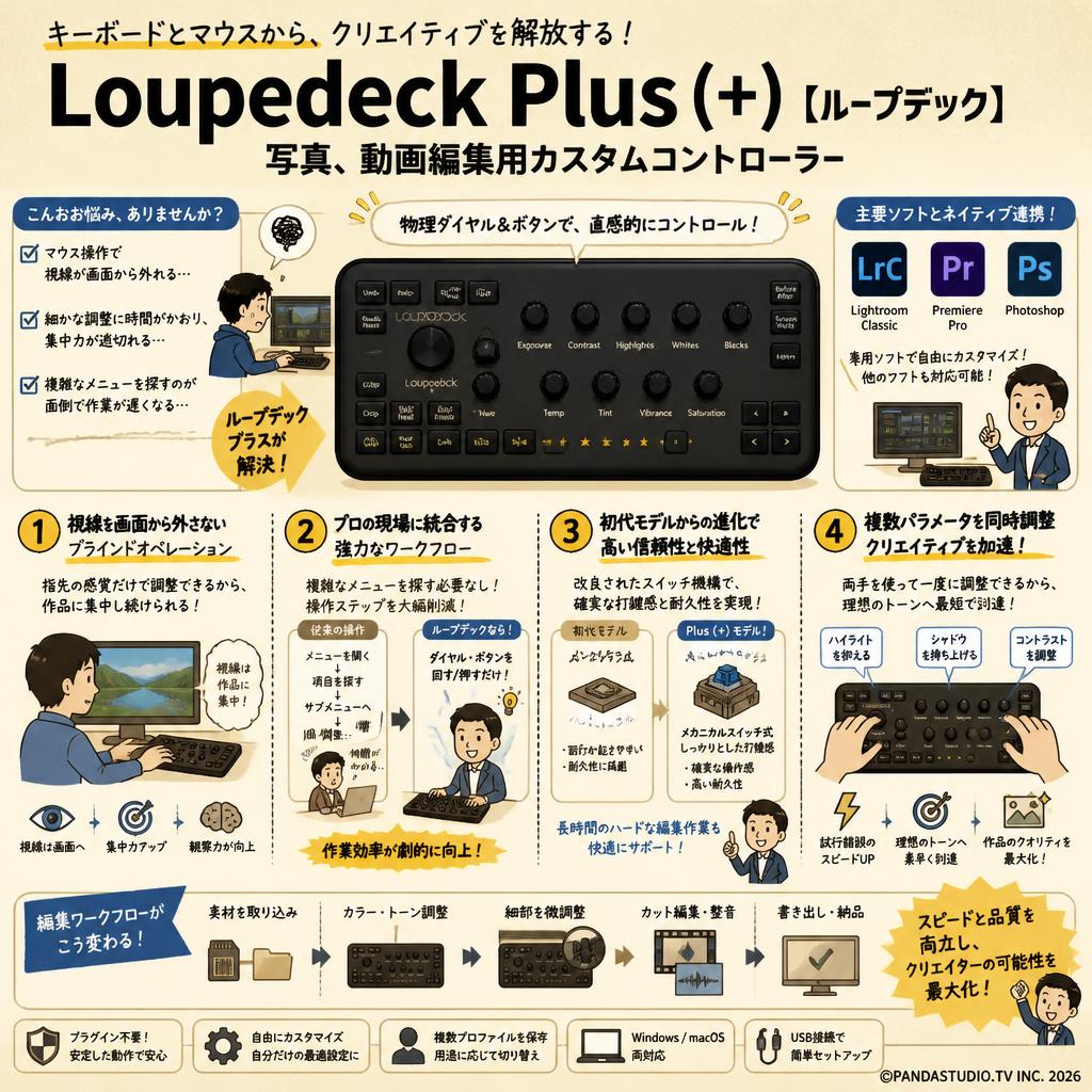 Loupedeck Plus (+)【ループデック】写真､動画編集用カスタムコントローラー 概要