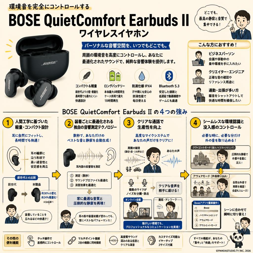 BOSE QuietComfort Earbuds II ワイヤレスイヤホン 概要