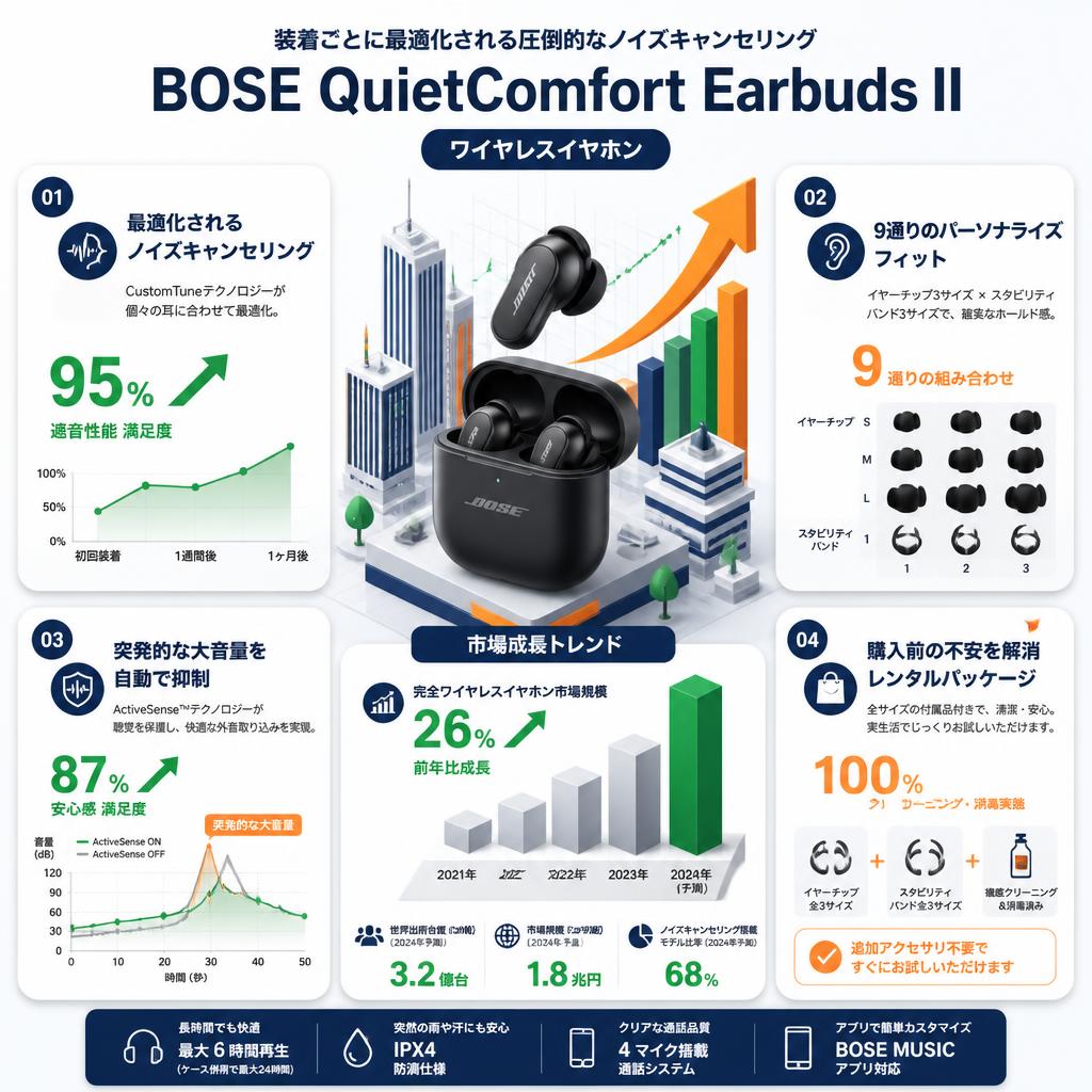 BOSE QuietComfort Earbuds II ワイヤレスイヤホン セールスポイント