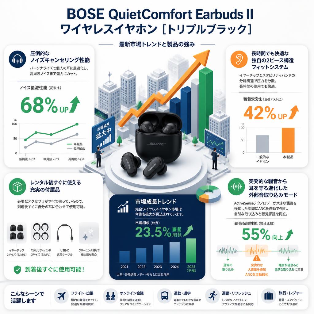 BOSE QuietComfort Earbuds II ワイヤレスイヤホン [トリプルブラック ] セールスポイント
