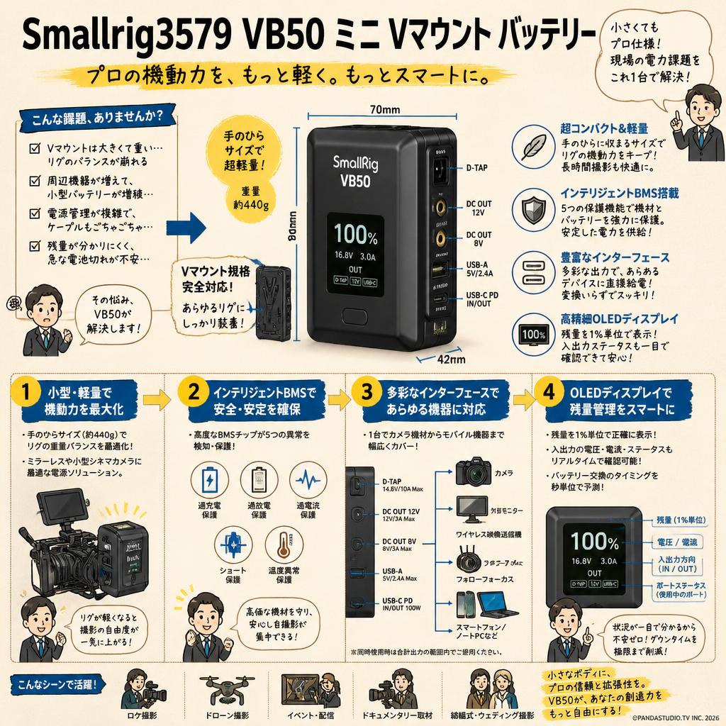 Smallrig3579 VB50 ミニ Vマウント バッテリー 概要