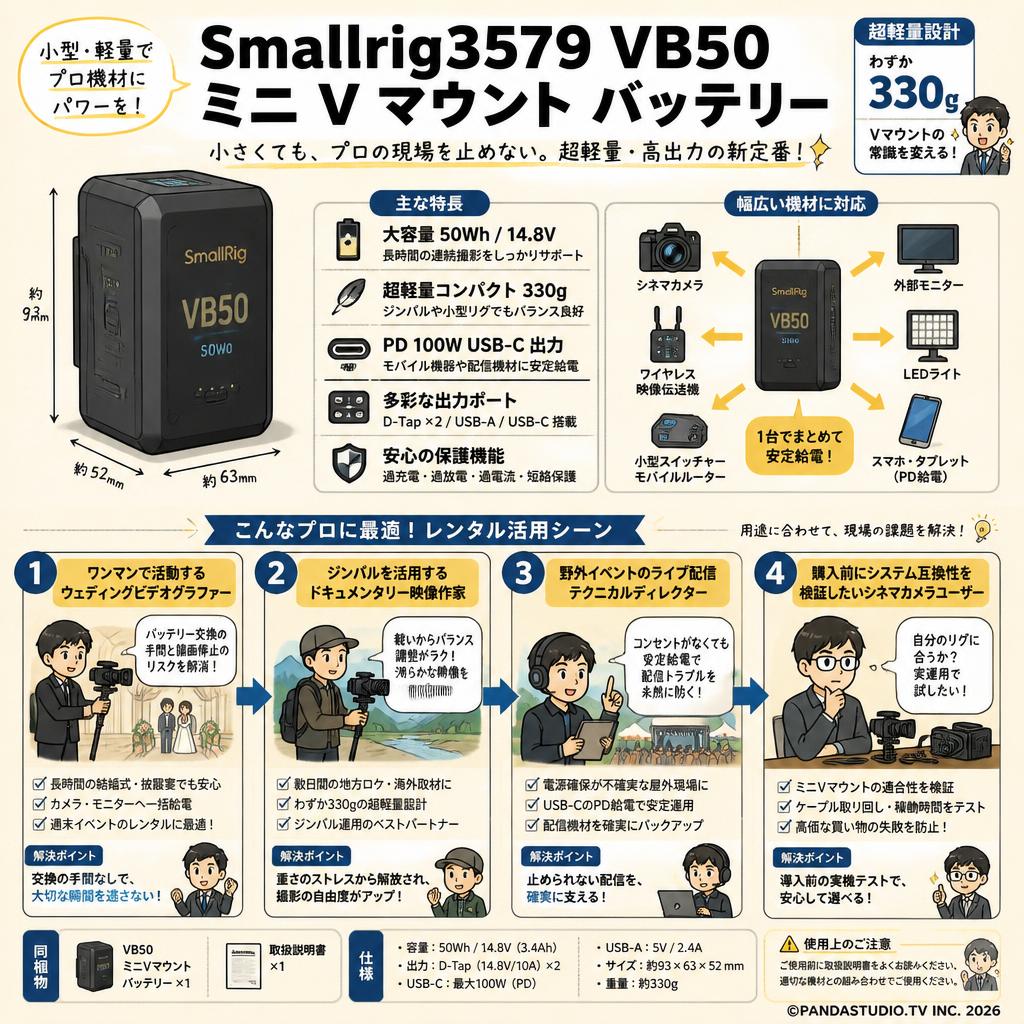 Smallrig3579 VB50 ミニ Vマウント バッテリー おもな対象のお客様