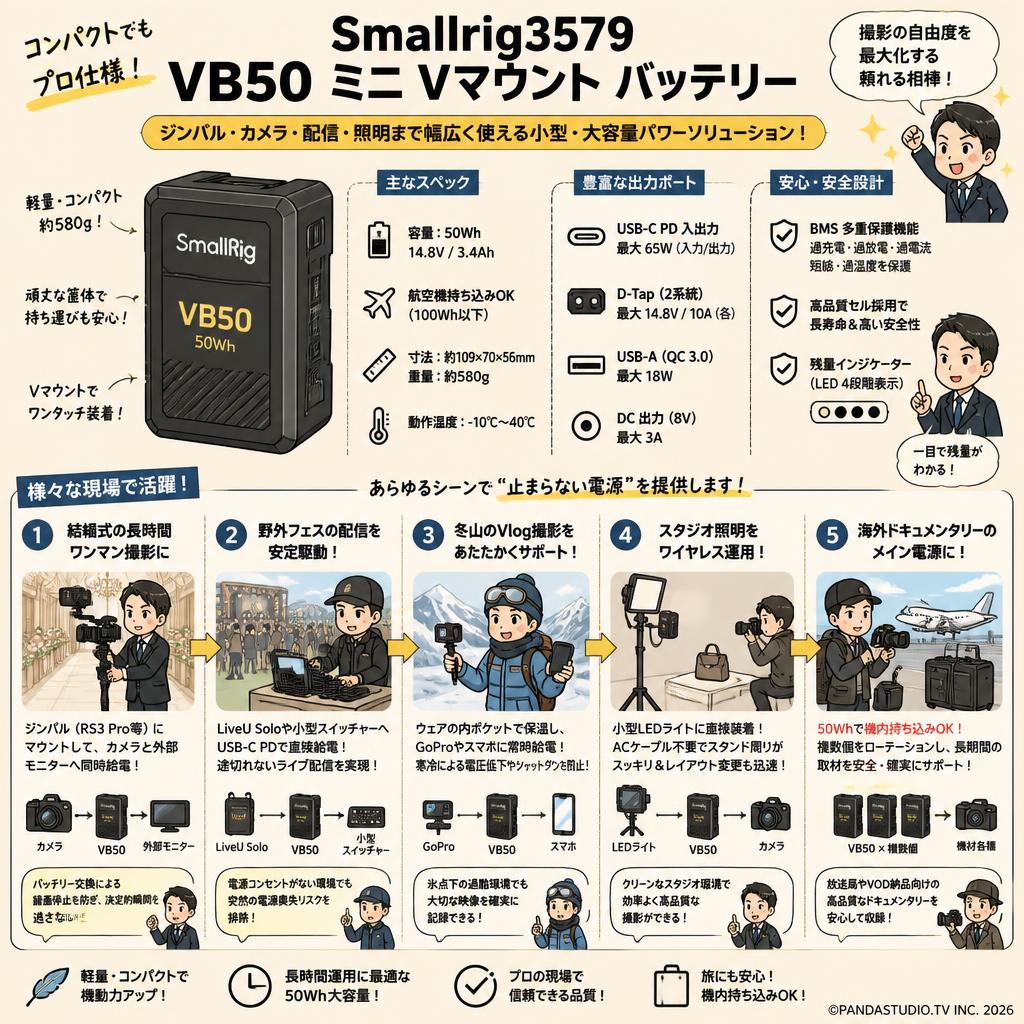 Smallrig3579 VB50 ミニ Vマウント バッテリー 用途