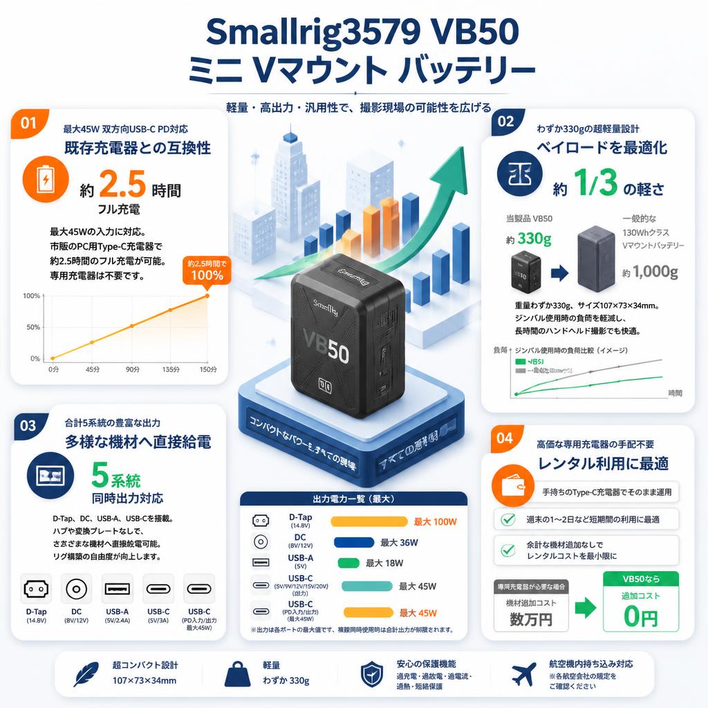 Smallrig3579 VB50 ミニ Vマウント バッテリー セールスポイント