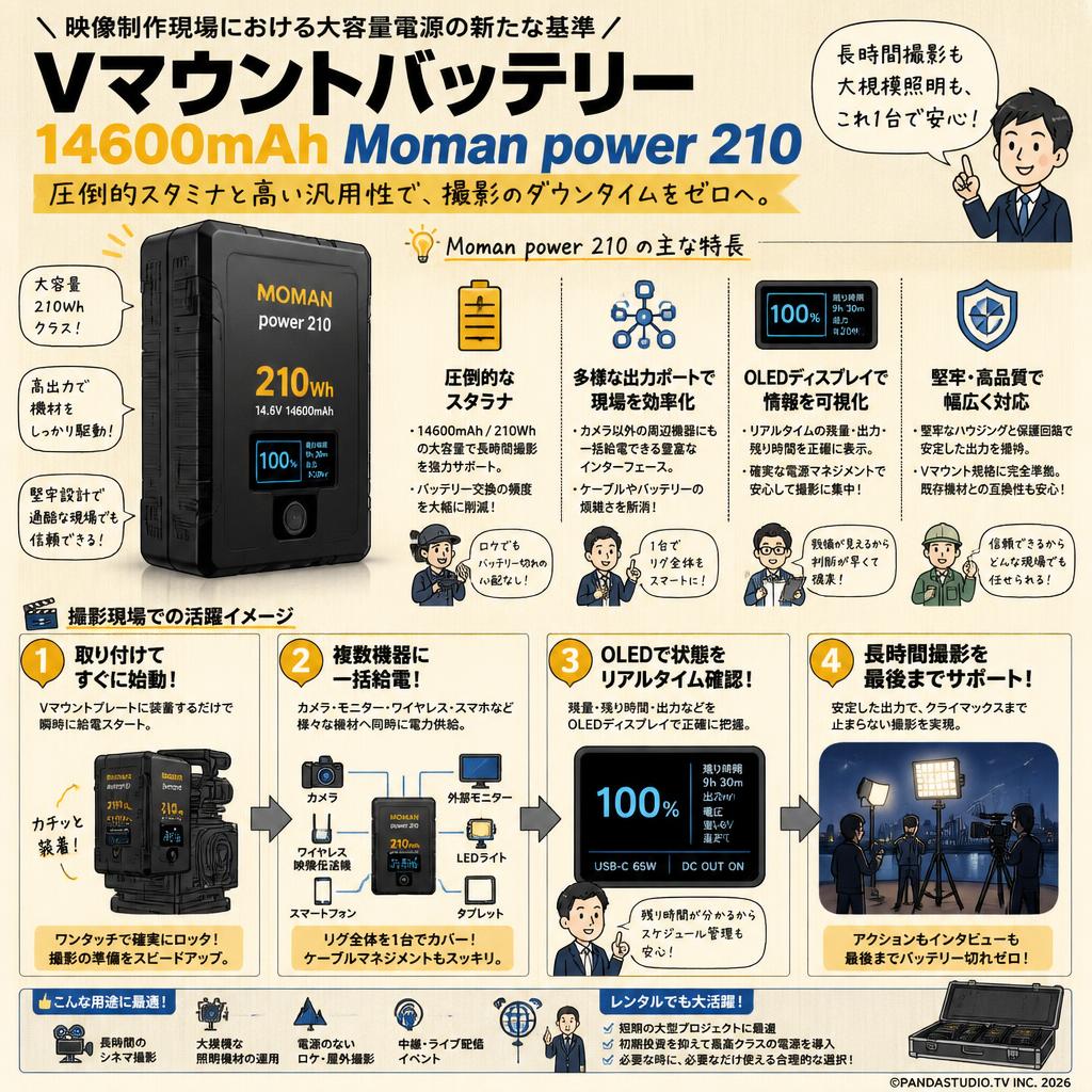 Vマウントバッテリー 14600mAh Moman power 210 概要