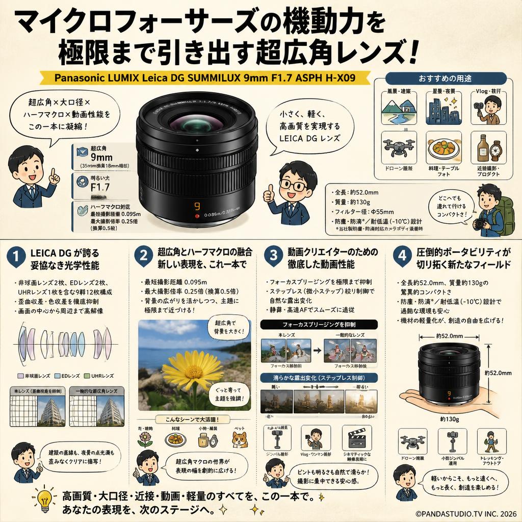 Panasonic LUMIX Leica DG SUMMILUX 9mm F1.7 ASPH H-X09 | パンダ