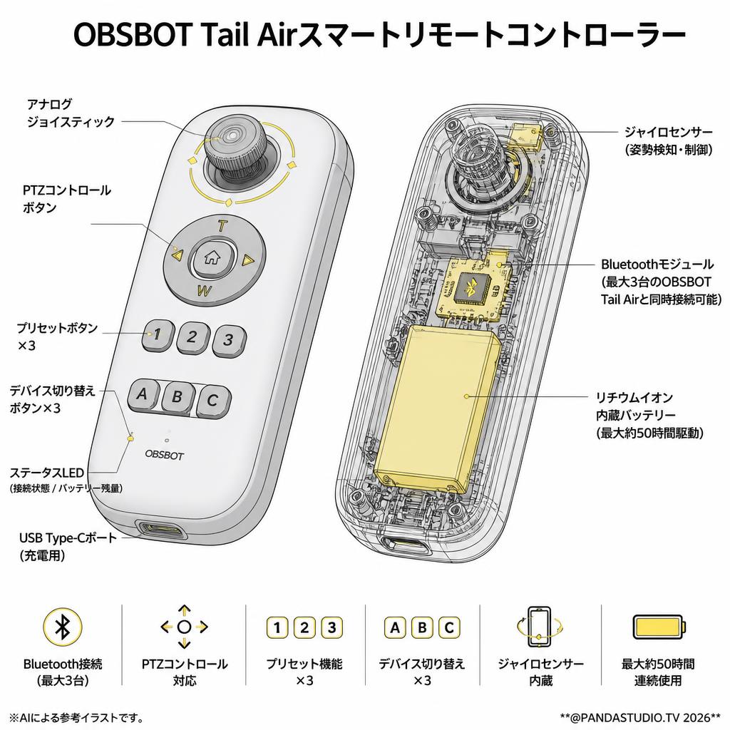 OBSBOT Tail Airスマートリモートコントローラー スペック