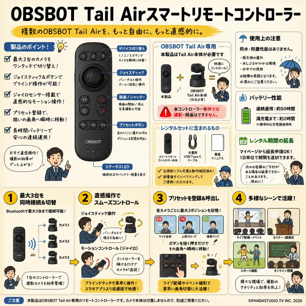 OBSBOT Tail Airスマートリモートコントローラー FAQ（よくある質問と答え）