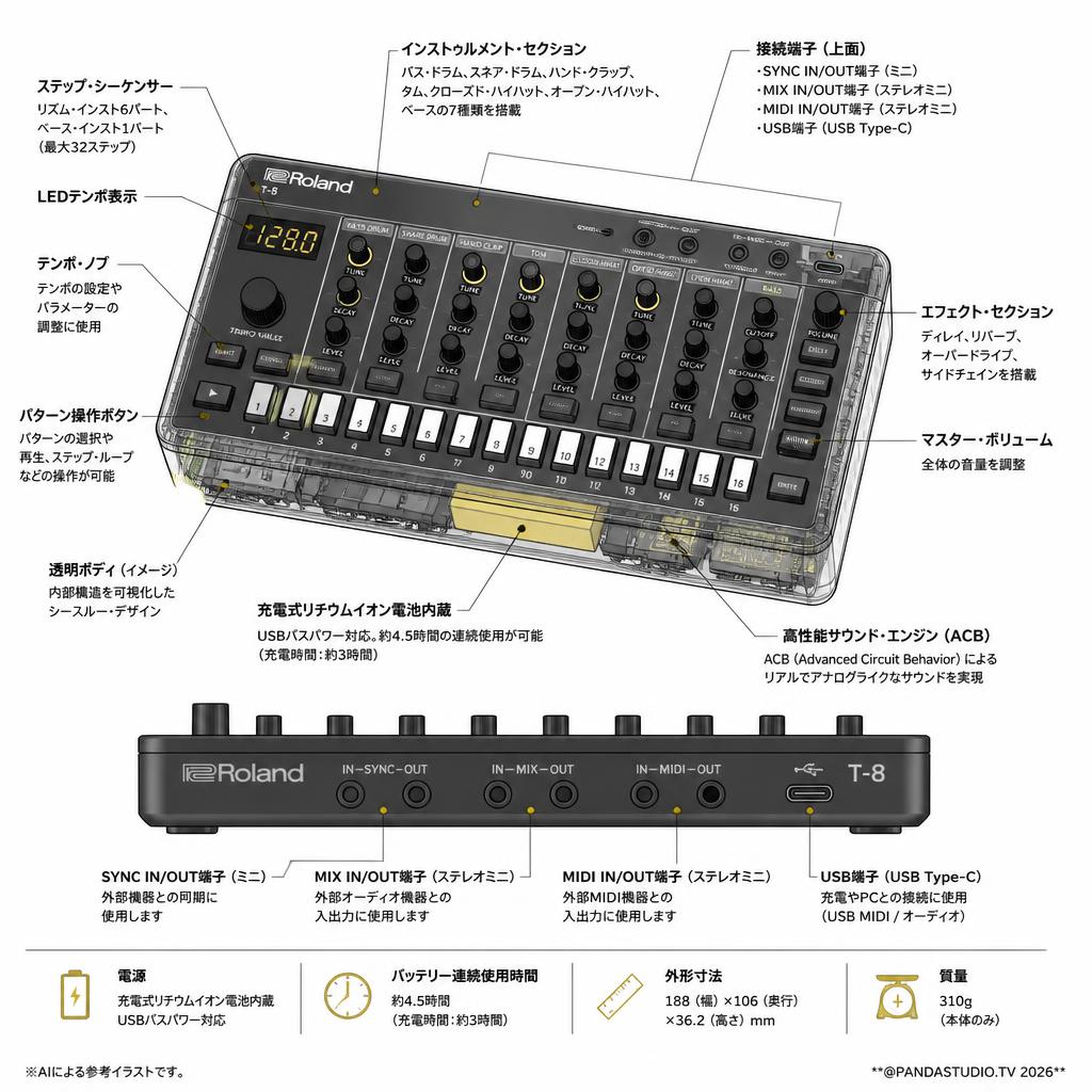 Roland BEAT MACHINE T-8 スペック