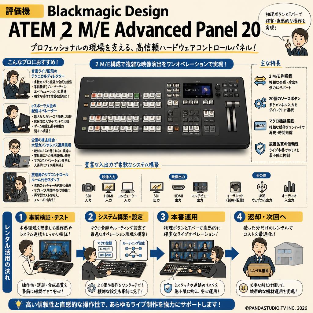 （評価機）Blackmagic Design ATEM 2 M/E Advanced Panel 20 おもな対象のお客様