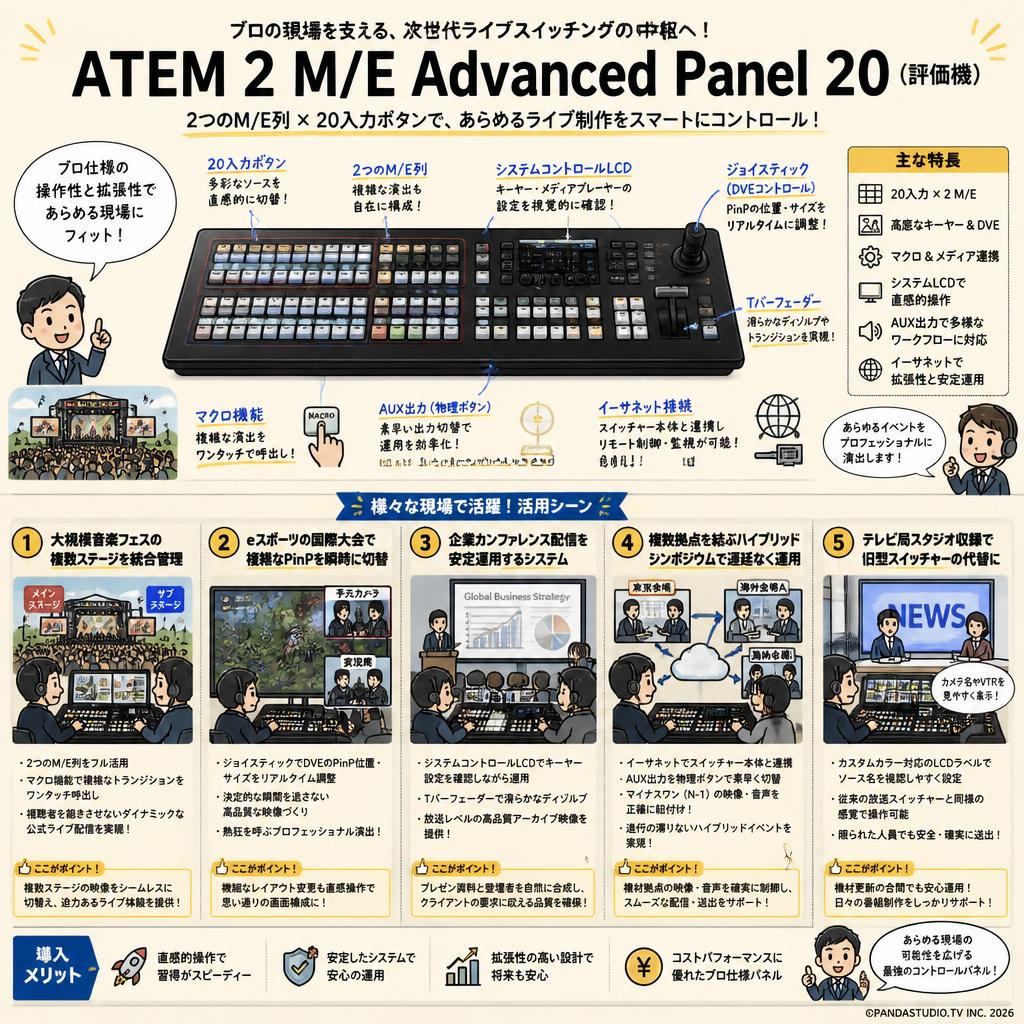 （評価機）Blackmagic Design ATEM 2 M/E Advanced Panel 20 用途