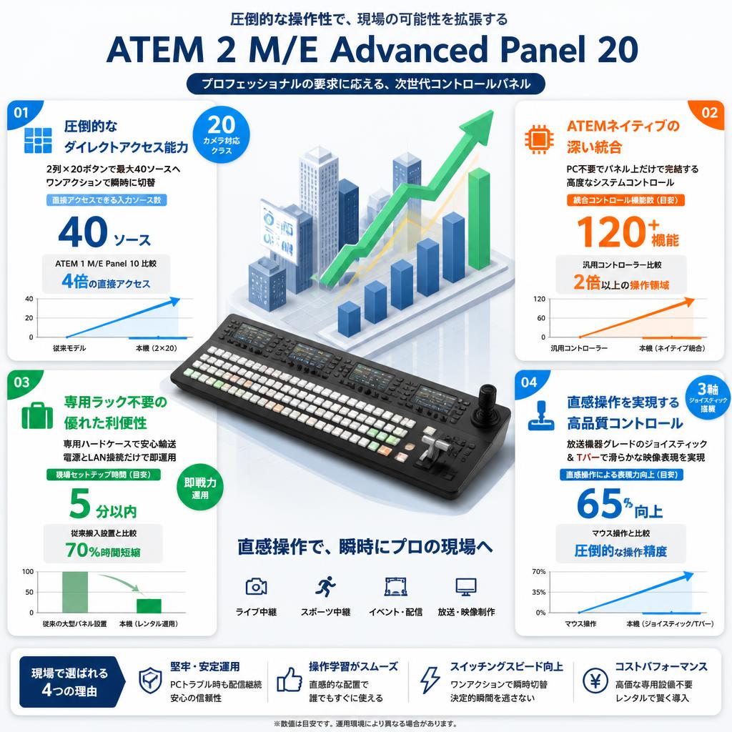 （評価機）Blackmagic Design ATEM 2 M/E Advanced Panel 20 セールスポイント